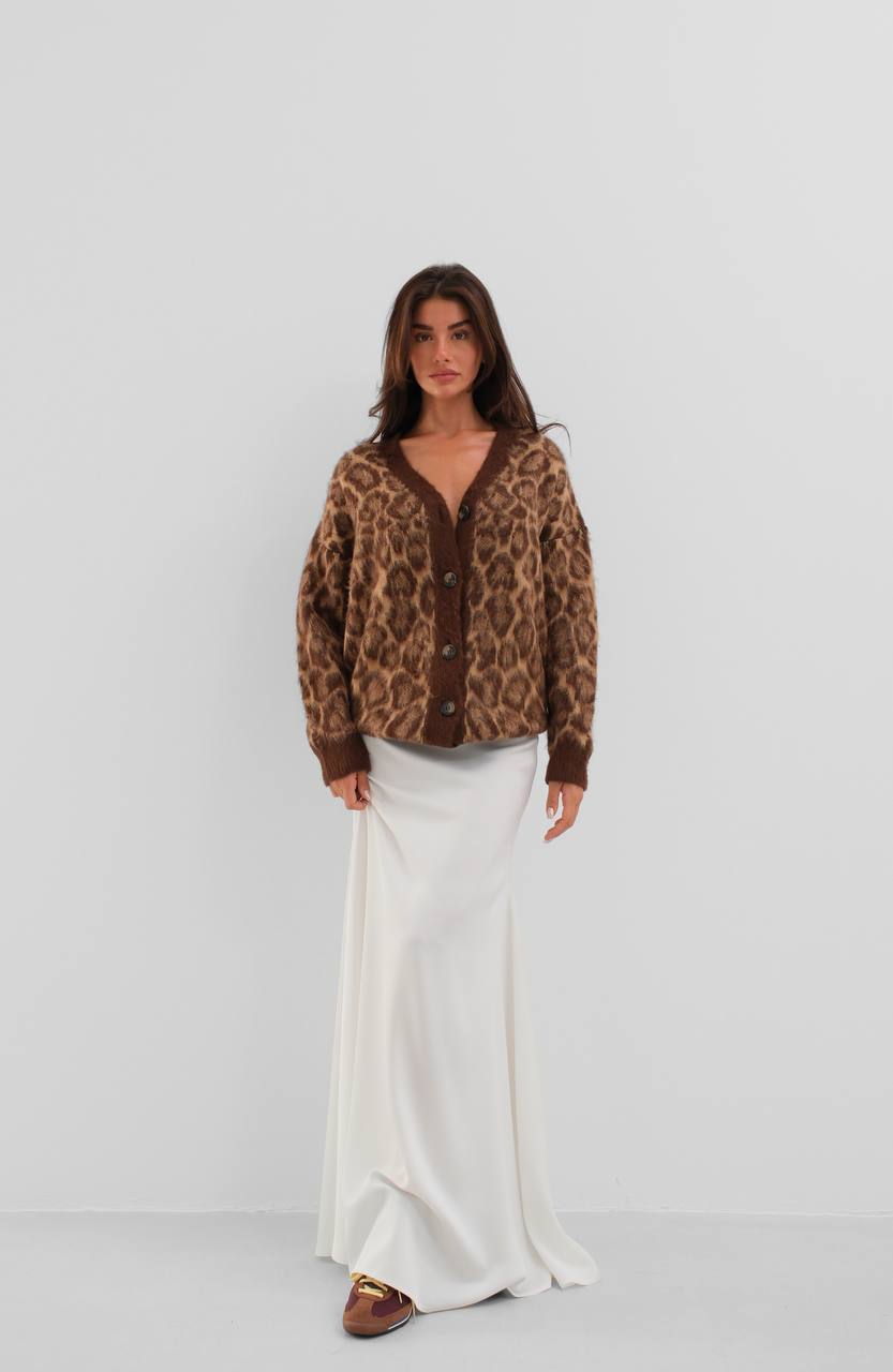 Leopard Patteerned Knitwear Cardigan