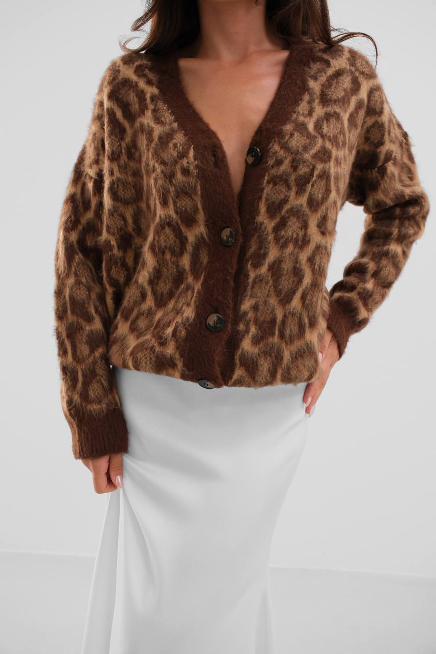 Leopard Patteerned Knitwear Cardigan