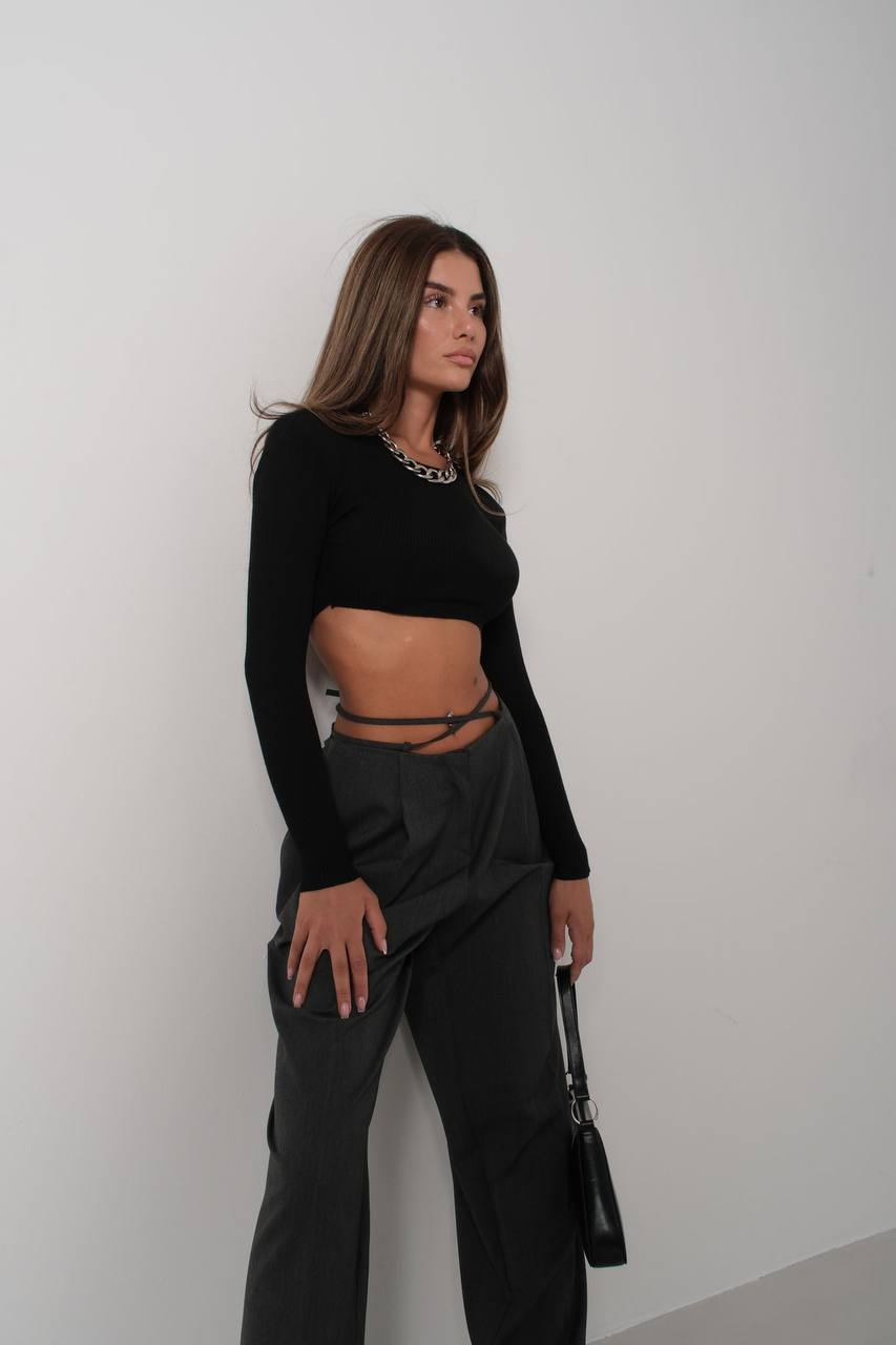 Basic Crop Knitwear Schwarz