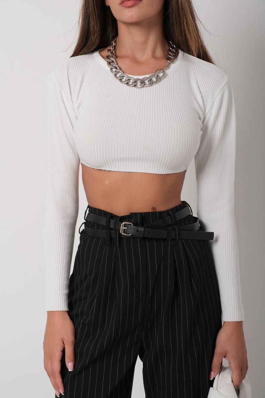 Basic Crop Knitwear Weiß