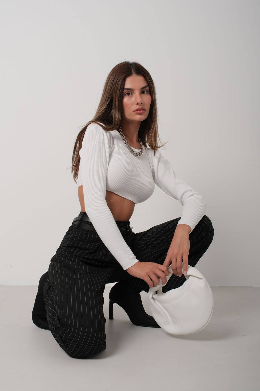 Basic Crop Knitwear Weiß